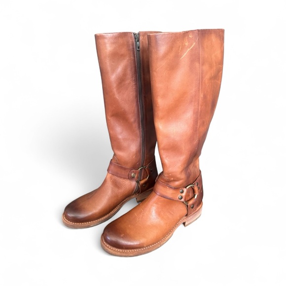 FRYE Veronica Harness Boots | Caramel Brown Moto Boho Fall Style | 9.5 - Picture 2 of 9